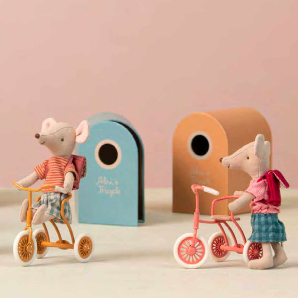 Tricycle et abri pour souris - Corail-Maileg-Boutique LeoLudo