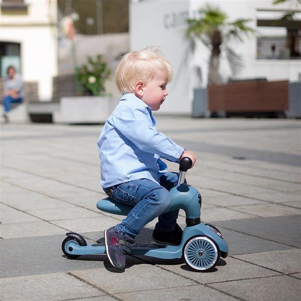 Trottinette 2 - en - 1 Highwaykick 1 - Bleu Acier - Jeux d'extérieur - Boutique LeoLudo - Scoot & Ride