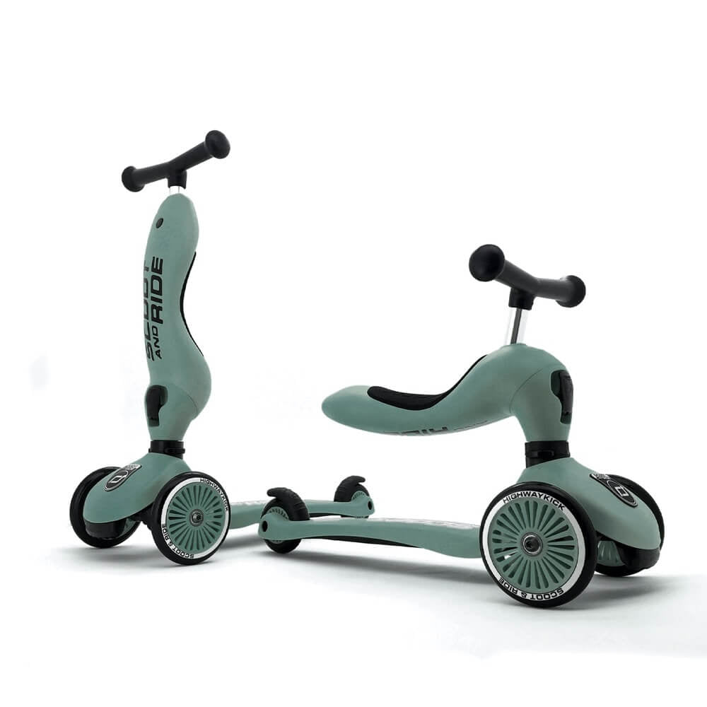 Trottinette 2 - en - 1 Highwaykick 1 - Vert Forêt - Jeux d'extérieur - Boutique LeoLudo - Scoot & Ride