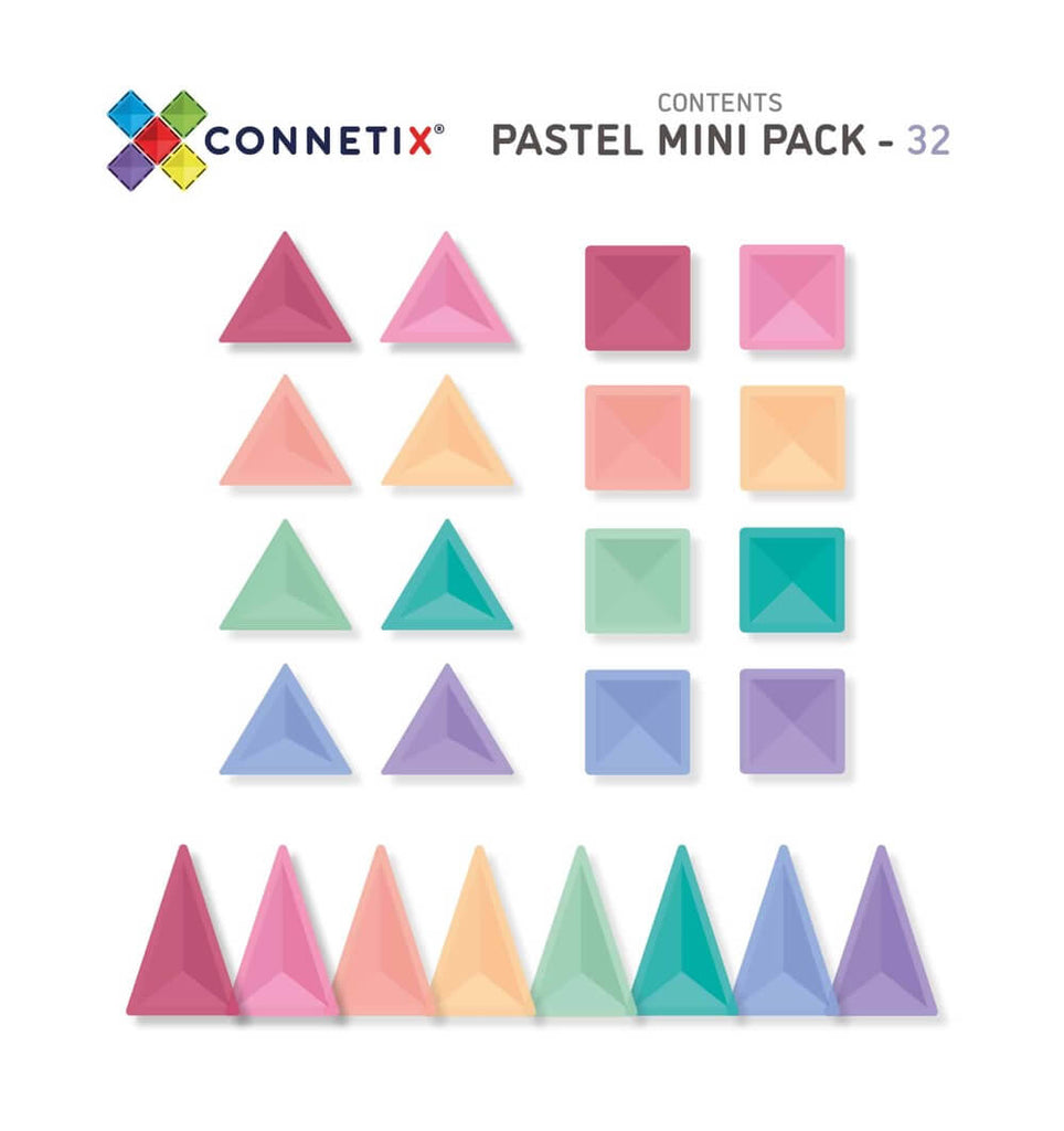 Tuiles magnétiques Connetix - Ensemble Pastel Mini (32 pcs)-Connetix-Boutique LeoLudo