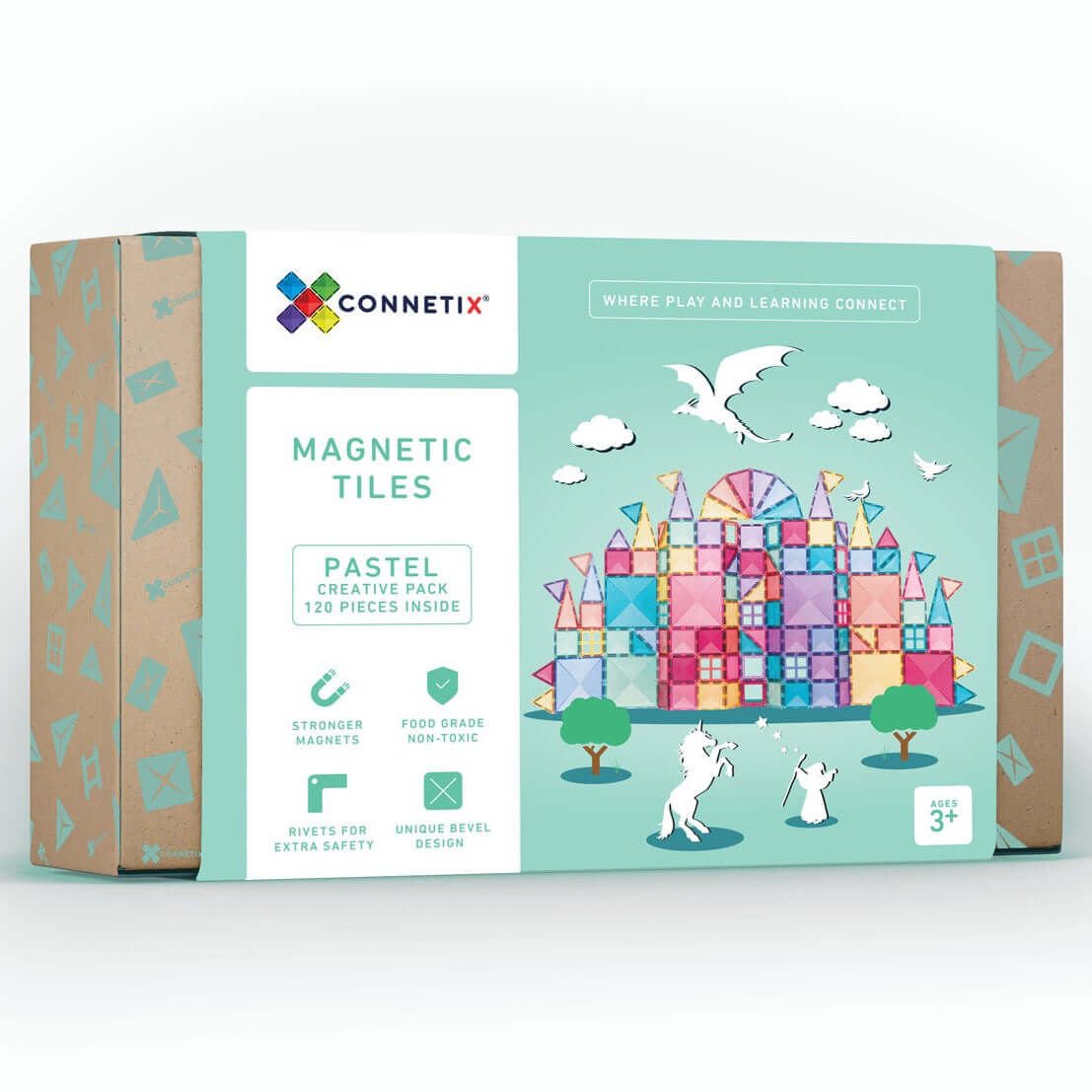 Tuiles magnétiques Connetix - Pastel Creative (120 pcs) - Jeux de construction - Boutique LeoLudo - Connetix