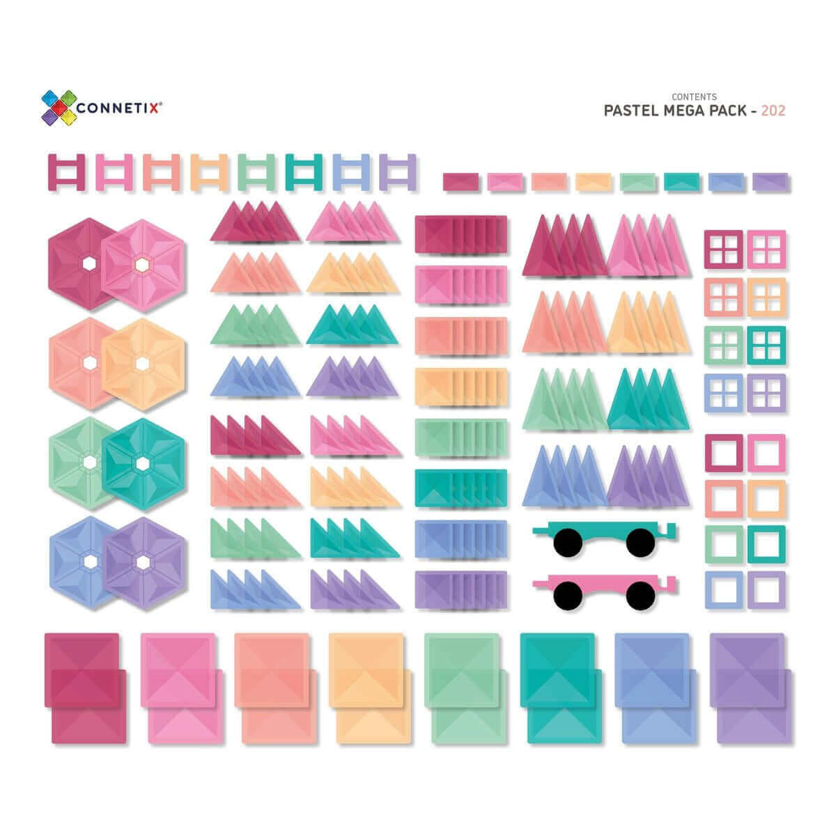 Tuiles magnétiques Connetix - Pastel Mega Pack (202 pcs) - Jeux de construction - Boutique LeoLudo - Connetix