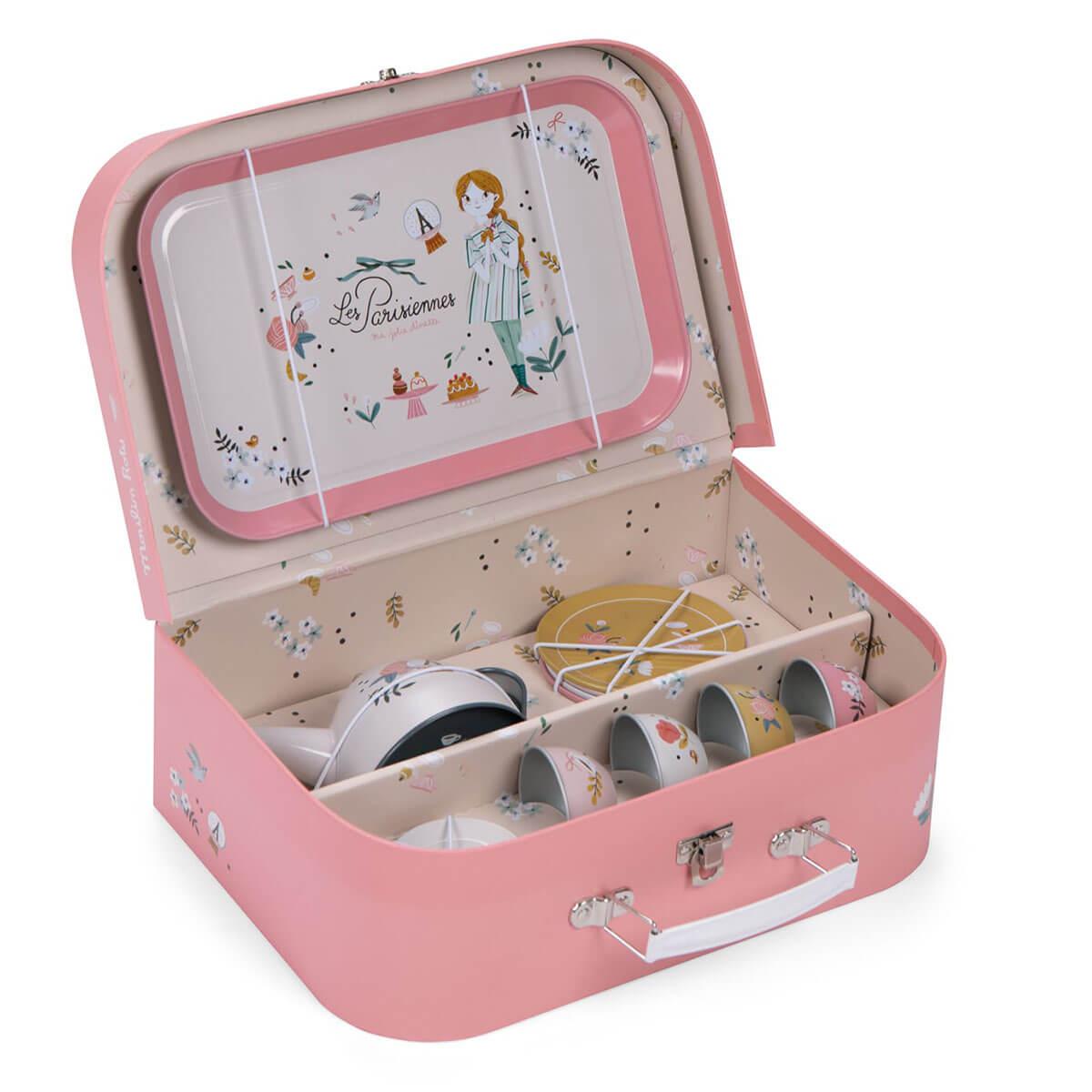 Valisette service de thé en métal - Les Parisiennes - Jouets d'imitation - Boutique LeoLudo - Moulin Roty