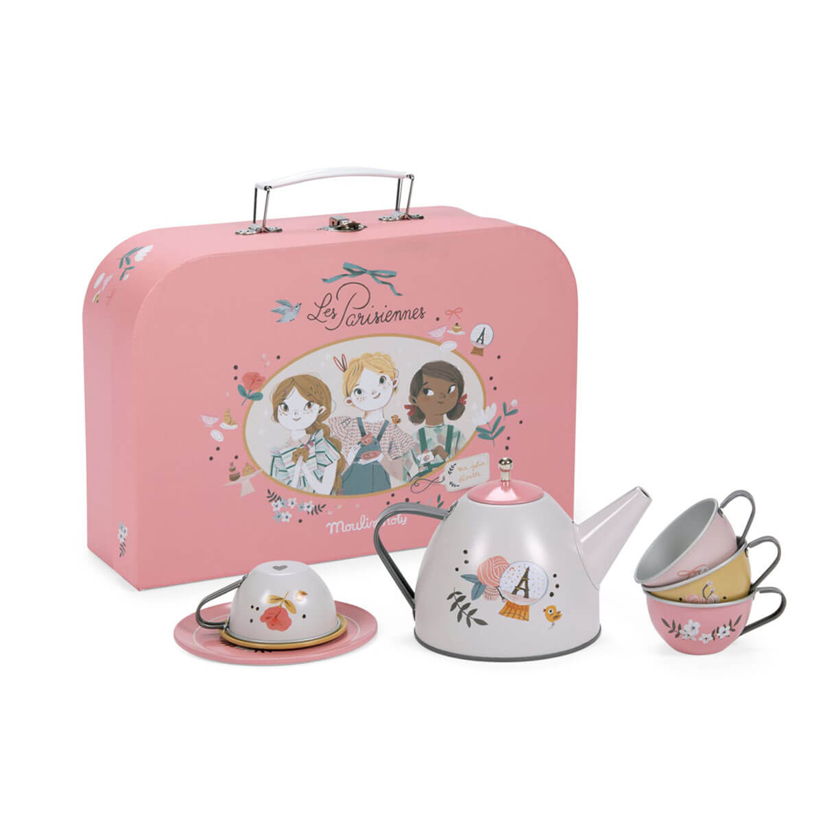 Valisette service de thé en métal - Les Parisiennes - Jouets d'imitation - Boutique LeoLudo - Moulin Roty