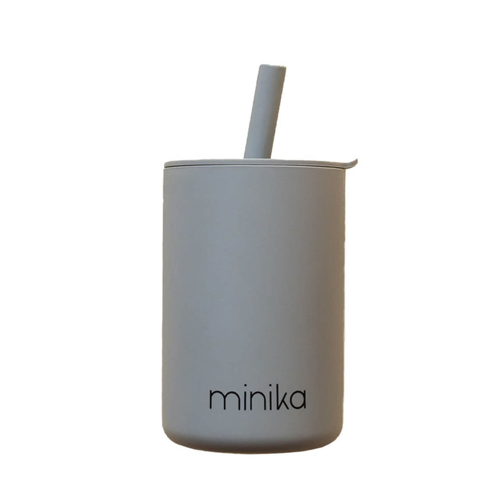 Verre en silicone avec paille et couvercle-Minika-Boutique LeoLudo